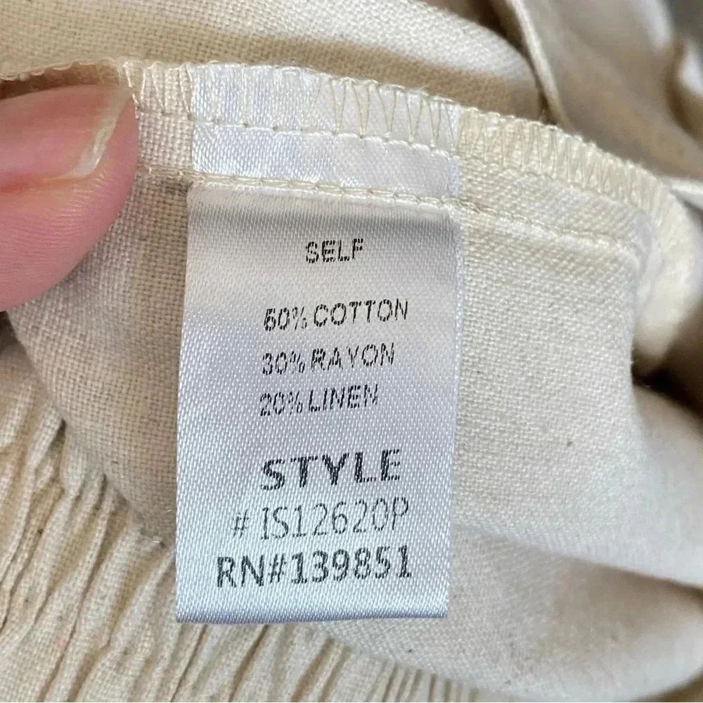 ODDY Button‎ Front Cotton Linen Elastic Wasit Pockets Casual Skirt Size 2XL